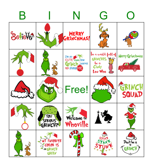 GRINCH Bingo Card