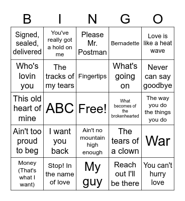 MOTOR CITY R&B Bingo Card