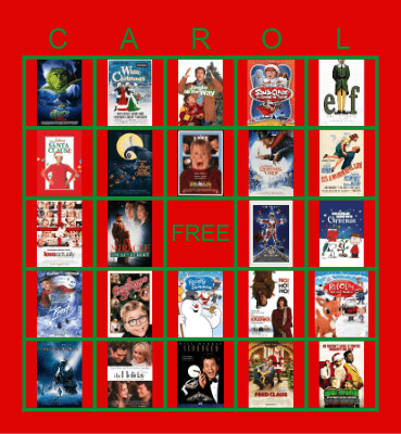 HOLIDAY MOVIE BINGO Card