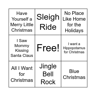 Holiday Music BINGO Card