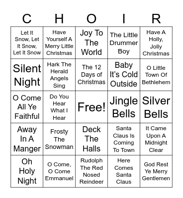 Christmas Carol Bingo Card
