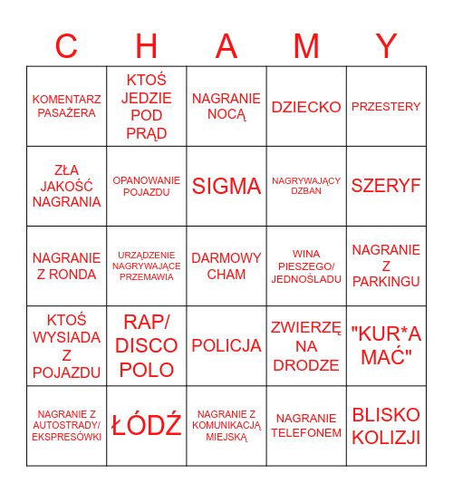 STOP CHAM BINGO v2 Bingo Card