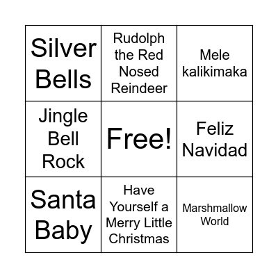 Holiday Music BINGO Card