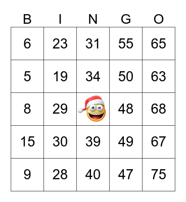 Number Bingo 1-75 Bingo Card