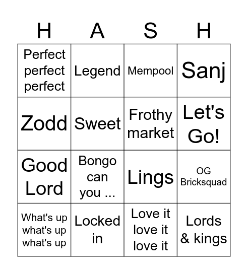 Hashlings AMA BingoBongo Bingo Card