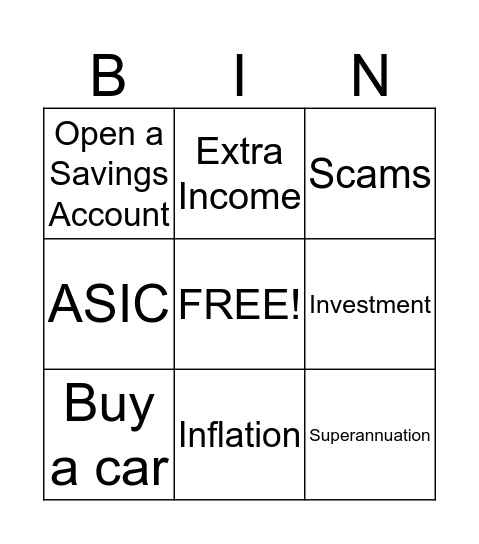 Investment Bingo Card