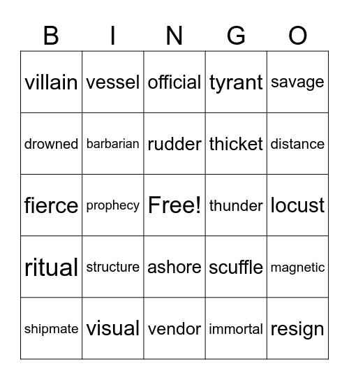 4th Bingo Card