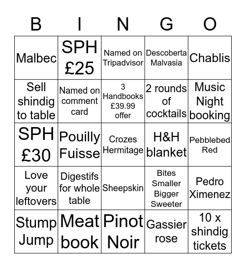 Plymouth Canteen Bingo Card