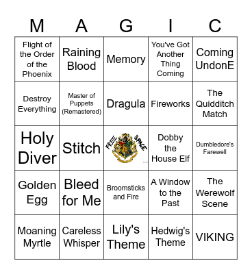 Harry Potter & MetalCore Mashup! Bingo Card