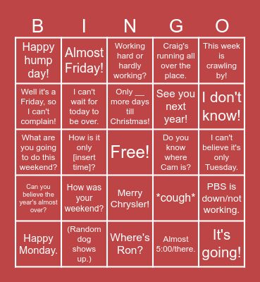 End of the Year Holiday Bingo 2023 Bingo Card