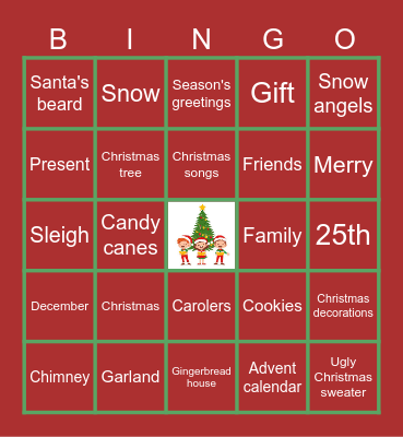 Virtual Holiday Bingo Card