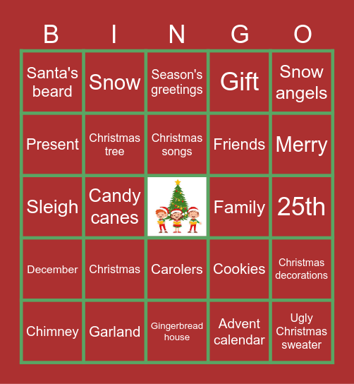 Virtual Holiday Bingo Card