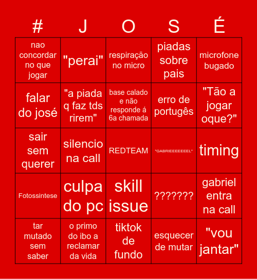 RED BINGOH Bingo Card