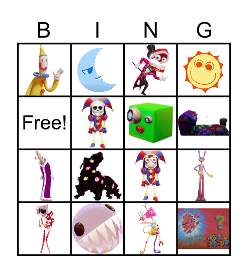 The Amazing Digital Circus Bingo Card