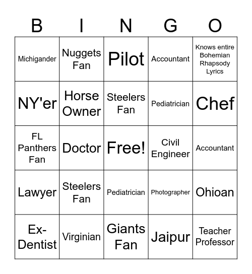 Untitled Bingo Card