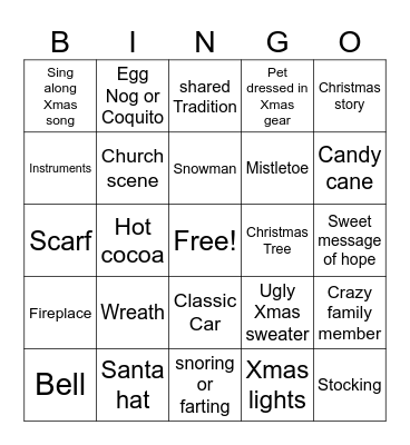 Christmas Movie Bingo Card