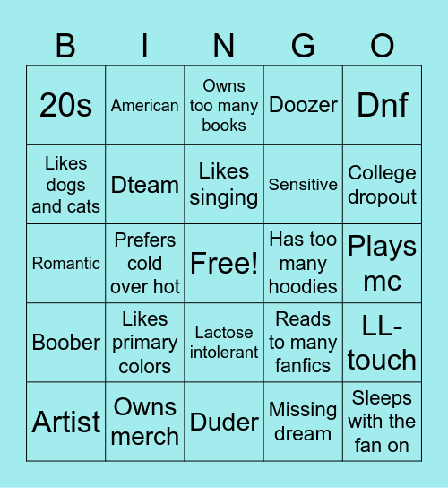 Broken Snowfall Bingo Card