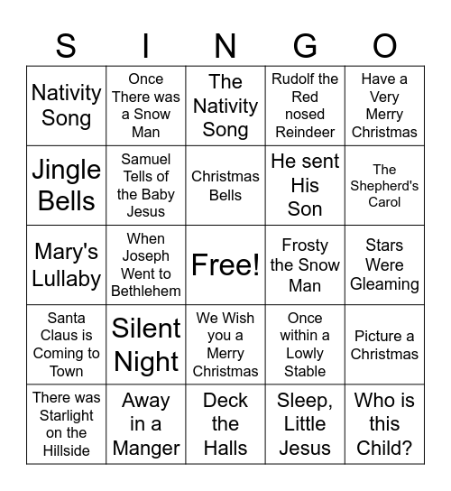 CHRISTMAS Bingo Card