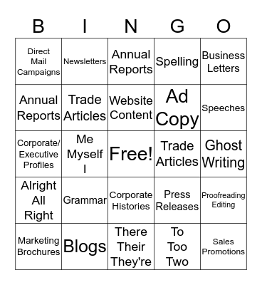 The Wordsmith Bingo Card