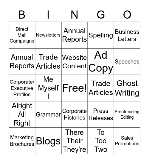 The Wordsmith Bingo Card