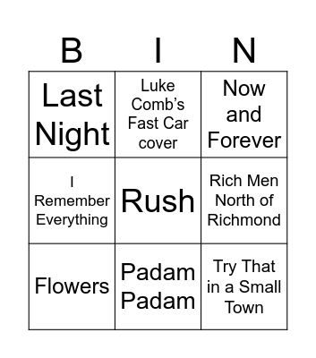 3AW Listener Requests Bingo Card