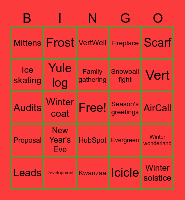 VERT HOLIDAY BINGO Card