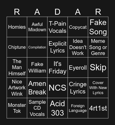 R E L E A S E Bingo Card