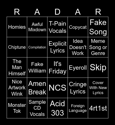 R E L E A S E Bingo Card