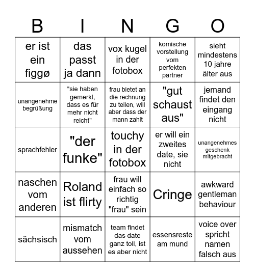 First Dates Germany Bingo Card