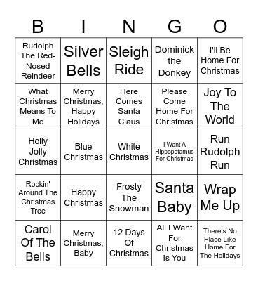 Holiday Music Bingo! Bingo Card