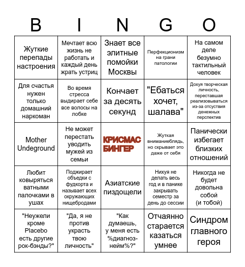 Chrismas's Bingo Card