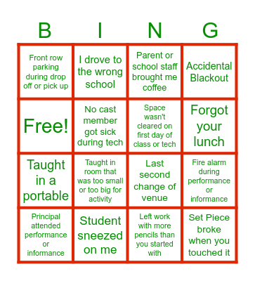 Starting Arts Bingo Card