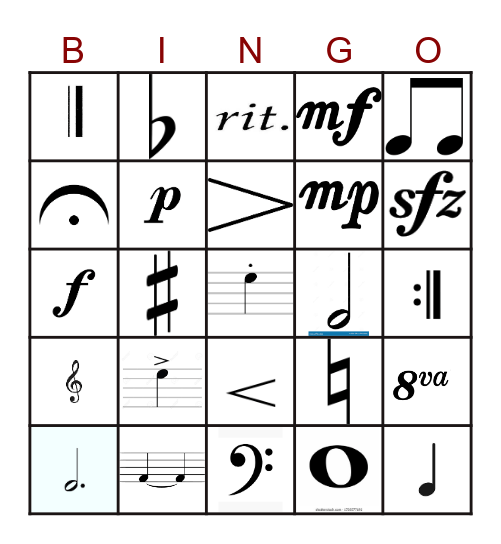 Music Bingo Card