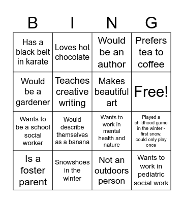 Icebreaker Bingo Card