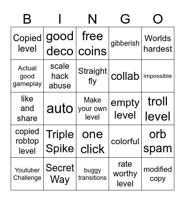 GD recent tab bingo Card