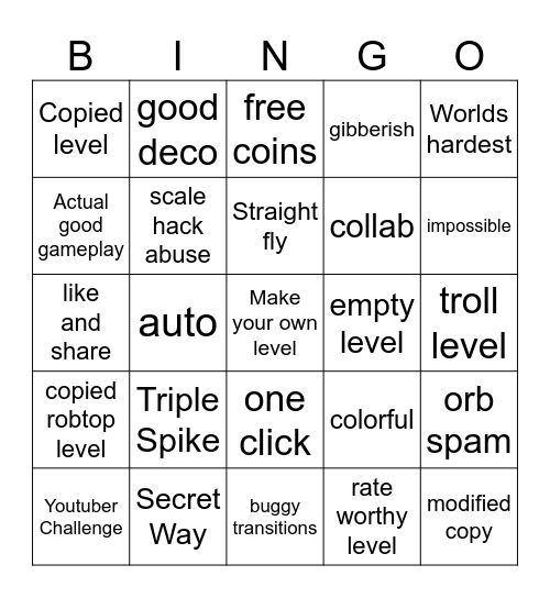 GD recent tab bingo Card