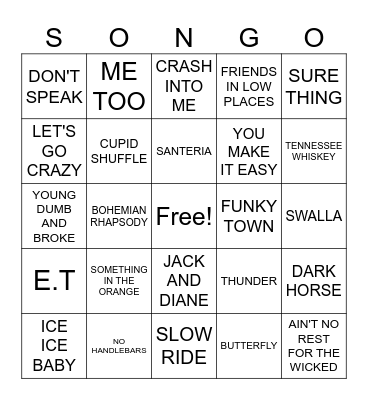 Birthday Bash Mix Bingo Card