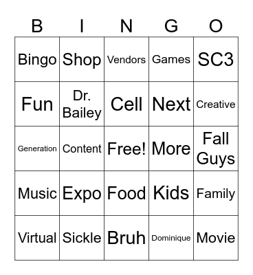 Sickle Cell EXPO Bingo Card