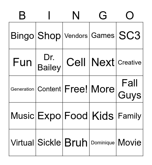 Sickle Cell EXPO Bingo Card