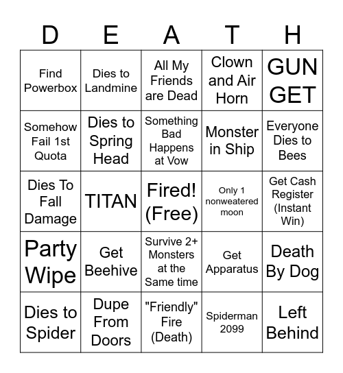 The Company is Lethal Bingo Card