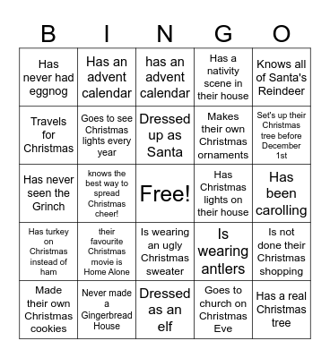 Christmas Bingo!! Find someone who... Bingo Card