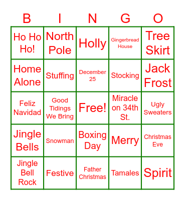 Christmas Bingo Card