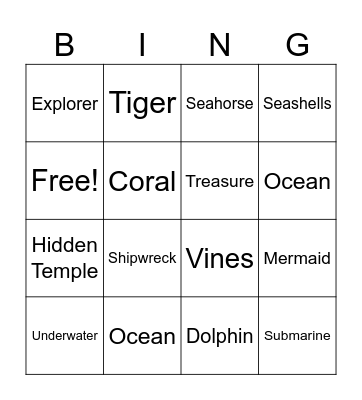 Jungle Expedition Bingo Card