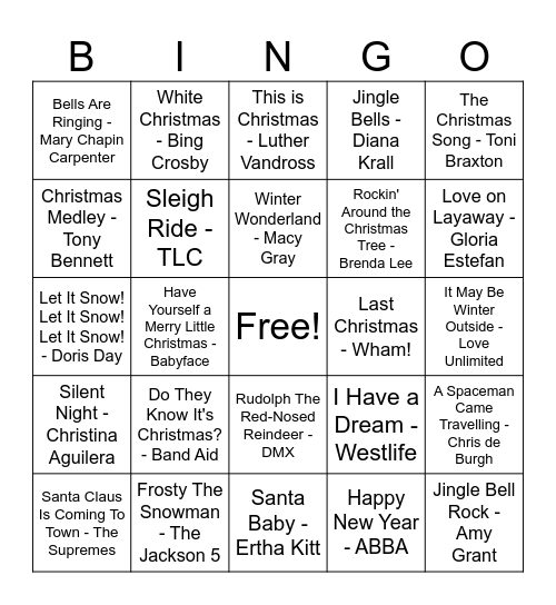 Christmas Bingo Card