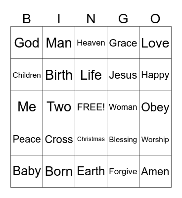 Sermon Bingo Card
