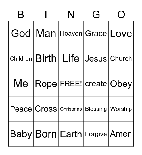 Sermon Bingo Card