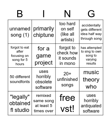 amateur soundcloud composer bingo Card