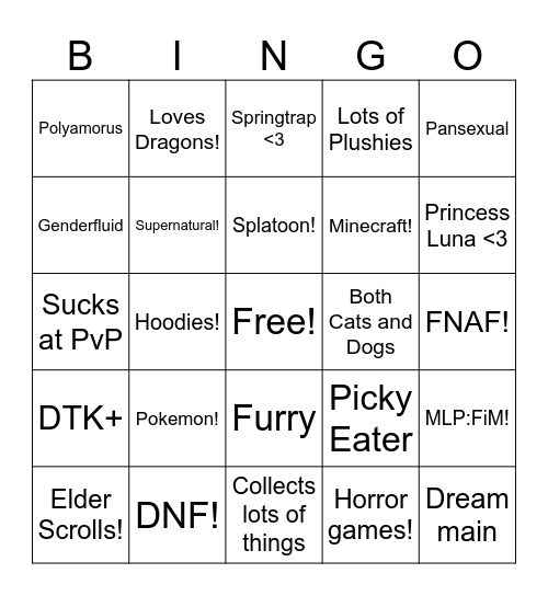 MimikyuMom's Bingo Card