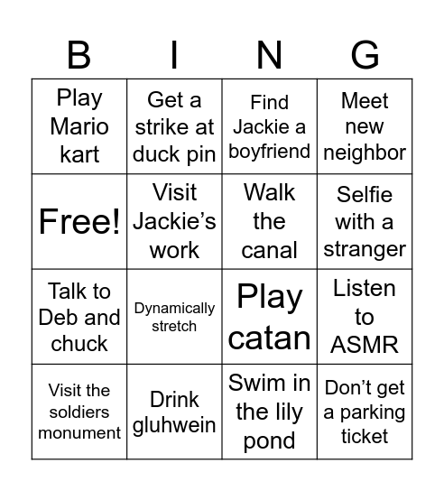 Indy! Bingo Card