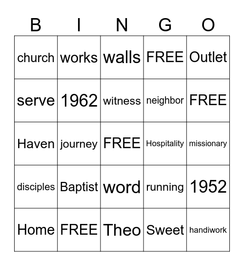 Sweet Home Bingo Card